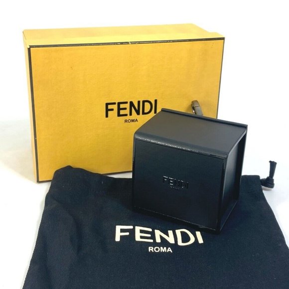 FENDI 7AR894 Mini box MINIBOX Bag Charm Key Holder Leather Black Unused - Picture 1 of 13